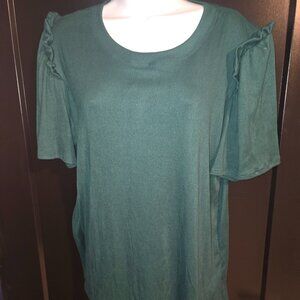 Betsey's Boutique Ribbed Hunter Green Top Sz XL
